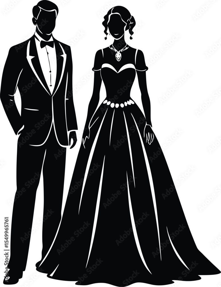 Fototapeta premium bride and groom silhouettes