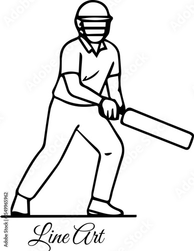 Sports Outline of Cricketer with Bat