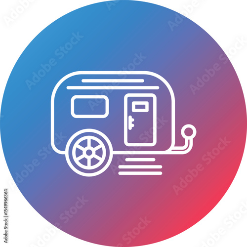 Caravan Line Gradient Circle Background Icon