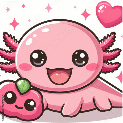 Axolotl Portrait in Simple Vector Style