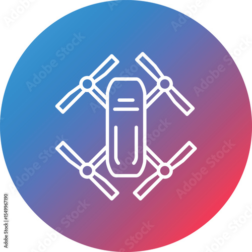 Drone Line Gradient Circle Background Icon