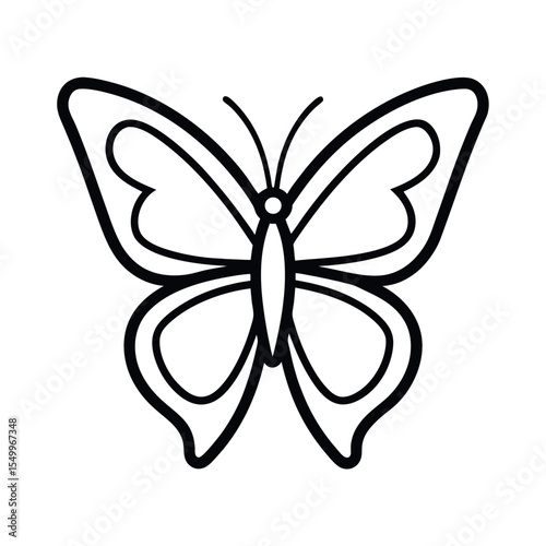 Elegant butterfly outline icon. Simple line art vector symbol.