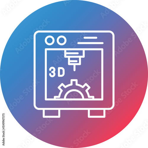 3d Printer Line Gradient Circle Background Icon