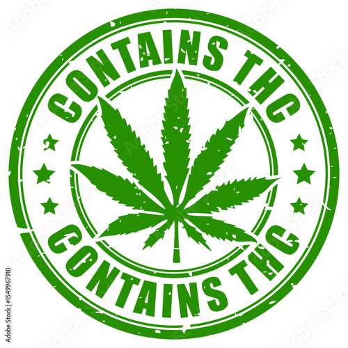 Contains THC green rubber stamp