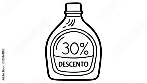 Vector illustration of a bottle of dish soap featuring a “30% Off” discount label for promotional use
