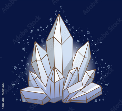 Mystical crystal. Hand drawn magical vector illustration of a crystalline gemstone.