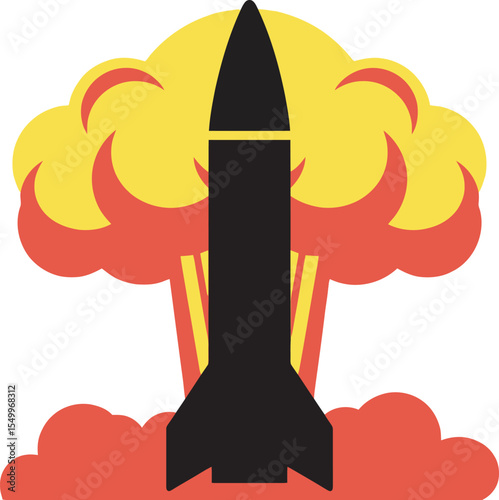 Missile Launch Nuclear Explosion Illustration
