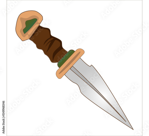Ritual dagger isolated on white background. Hand drawn vector illustration.