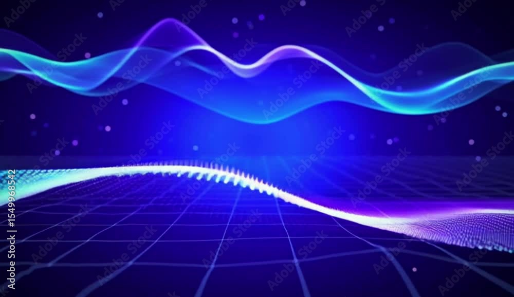 Abstract Blue Particle Waveform Animation Seamless Loop 4 K Ultra H D Digital Energy Flow