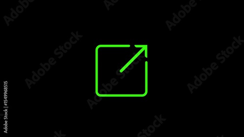 Simple neon green u shaped line graphic on a solid black background with copy space