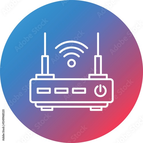 Wifi Router Line Gradient Circle Background Icon