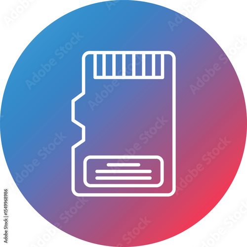 Memory Card Line Gradient Circle Background Icon