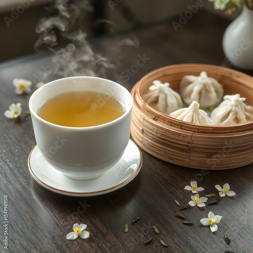 Momento de calma: té de jazmín y dumplings al vapor

