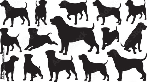 Dog Silhouette Collection Vector Art Illustration Canine Breed Set