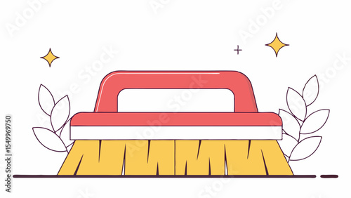 Minimalistic vector illustration of a cleaning brush on a simple background for household use