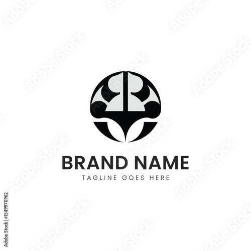 A sleek, modern logo design featuring an abstract circular shape with contrasting black and gray elements, evoking a sense of innovation and professionalism.