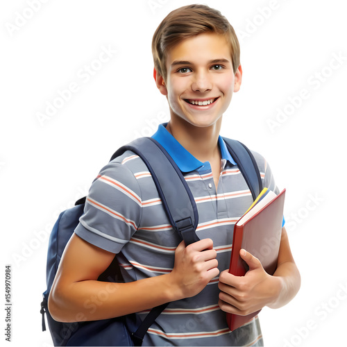 Confident Young Student Embracing Educational Opportunities isolated on transparent baackground