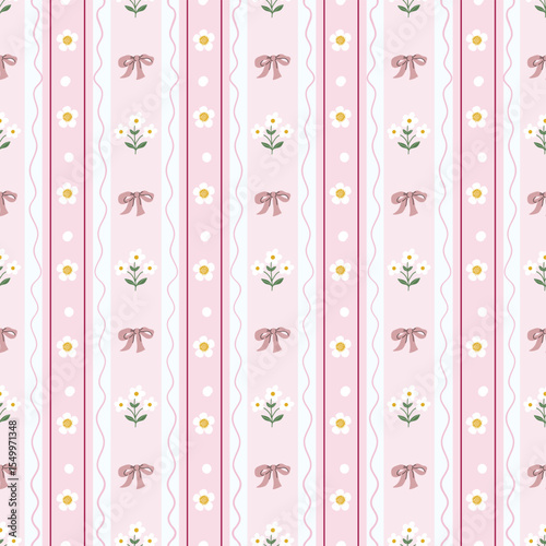 Vintage seamless pattern with floral design, shabby chic summer background, coquette wallpaper