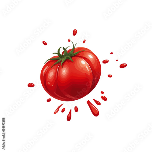 tomato and its splashes isolated on white background