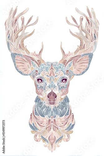 Abstract deer art print detailed illustration animal drawing wildlife design home decor wall art nature art