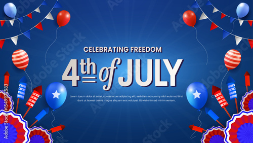 Festive 4th of July Celebration with Patriotic Decorations and Fireworks