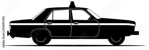 the black silhouette of a police car or truck on a white background black, car, icon, illustration, pickup truck, police car, silhouette, truck , Generative art.