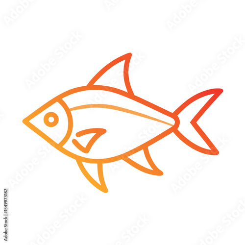 Minimal Neon Tetra vector illustration. Simple line art freshwater fish icon.