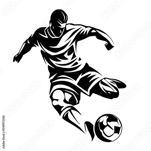 an illustration of a soccer player kicking a ball ball, illustration, kick, soccer ball, soccer player , Generative art.