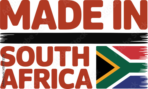 Made in south africa product design featuring national flag graphic vector illustration design element editable stock vector illustration