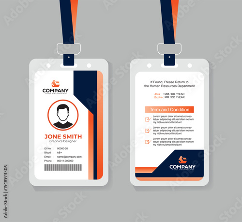 Modern ID Card Design Template for Office Staff and Corporate Professionals with Editable Layout 