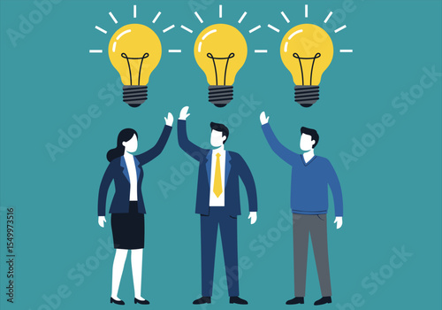 Businessman with a bright idea lightbulb concept