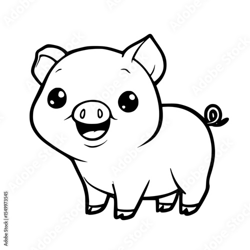 black and white illustration of a cute boar black, boar, cute, illustration, little, pig , Generative art.