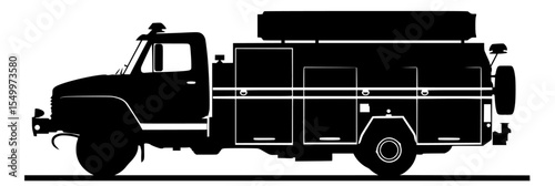 black silhouette of a dump truck on a white background black, silhouette, truck , Generative art.