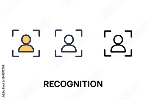 Vector illustration of two colored and black recognition icons in filled, thin line, outline and stroke style can be used for mobile, ui