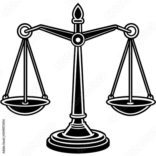 Scales of justice isolated on white background in graphic illustration
