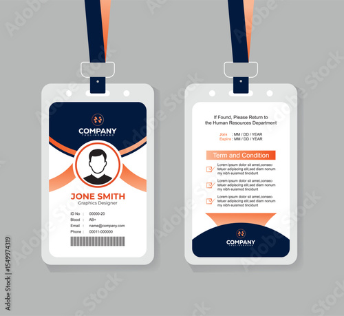 Modern ID Card Design Template for Office Staff and Corporate Professionals with Editable Layout 