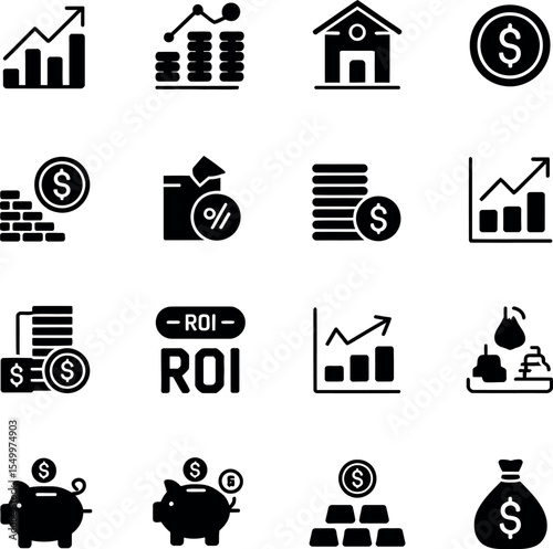 Business investment Flat Icons set