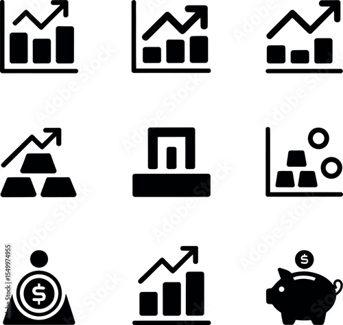 Business investment Flat Icons set