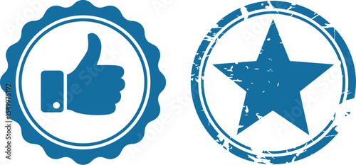 Blue thumbs up star icon vector image for feedback rating and quality review design element vector icon editable stock vector illustration