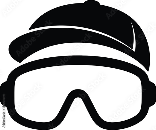 Protective Eyewear and Baseball Cap Icon Safety Gear Illustration