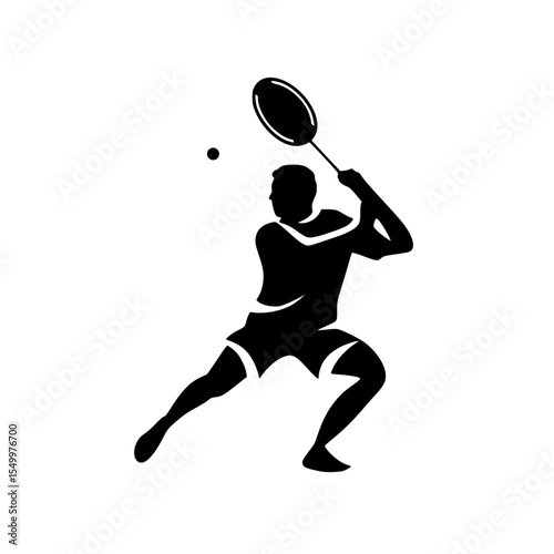 a black silhouette of a tennis player hitting a ball with a racket ball, black, hit, man, racket, silhouette, tennis player , Generative art.