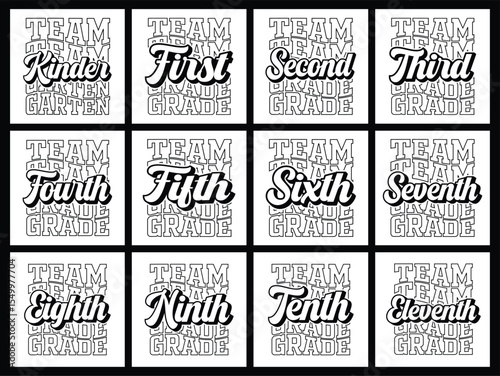 Team Kindergarten through Eleventh Grade School Typography Designs Perfect for Classroom Decor and Educational Resources