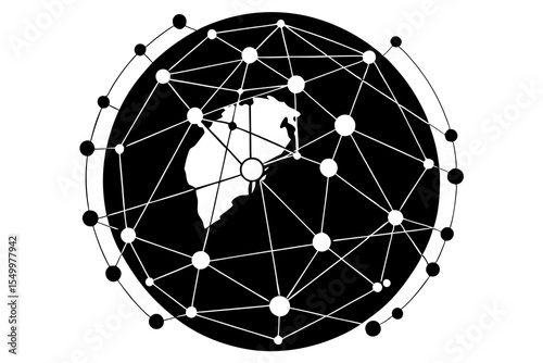 Global Digital Network Abstract Vector Art on White Background