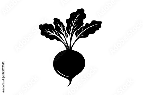 a black silhouette of a radish in a flat style black, flat, icon, picture, radish, silhouette, style , Generative art.