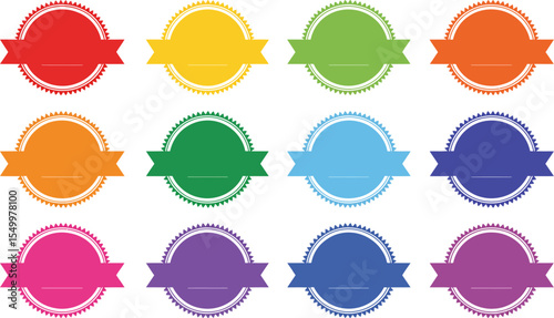 Colorful vector badge collection set graphic design elements for product promotion and decoration use editable stock vector illustration