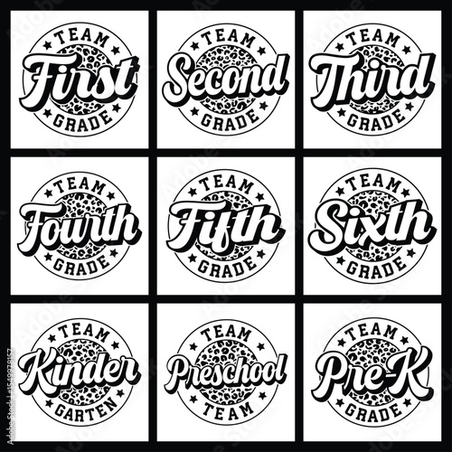 Stylish Leopard Print Grade School Team Logos First through Sixth Grade plus Preschool and Kindergarten