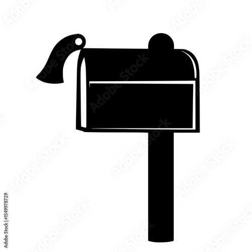 a black and white silhouette of a mailbox black, icon, mailbox, sign, silhouette , Generative art.