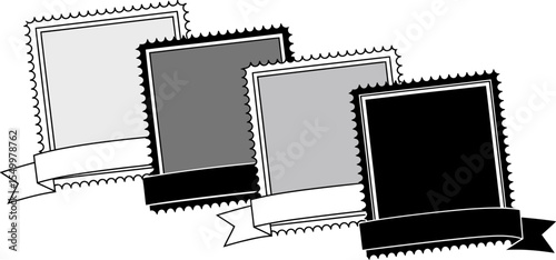 Vintage photo frames with ribbon banners scrapbook design element vector illustration graphic template editable stock vector illustration