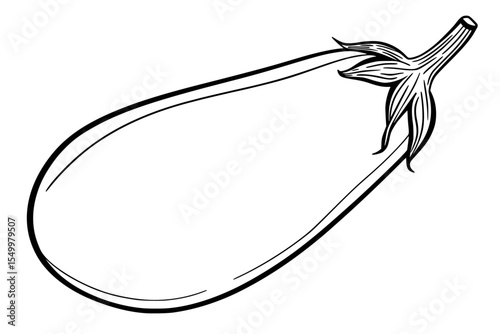 a sketch of an eggplant, black outline on a white background black, drawing, eggplant, illustration, outline, sketch, vegetable , Generative art.