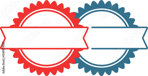 Red and blue badge vector graphic template for logo design and product label or certificate design editable stock vector illustration